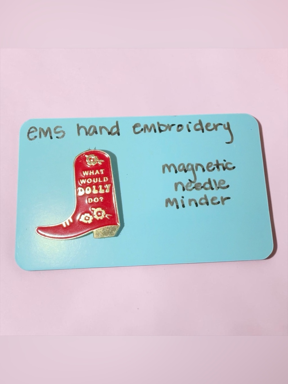 Red Cowboy Boot Magnetic Needle Minder - Hand Embroidery Accessory